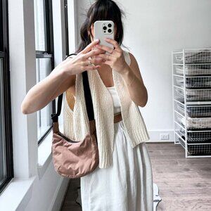 NWT Baggu Cocoa Small Crescent Nylon Crossbody Bag